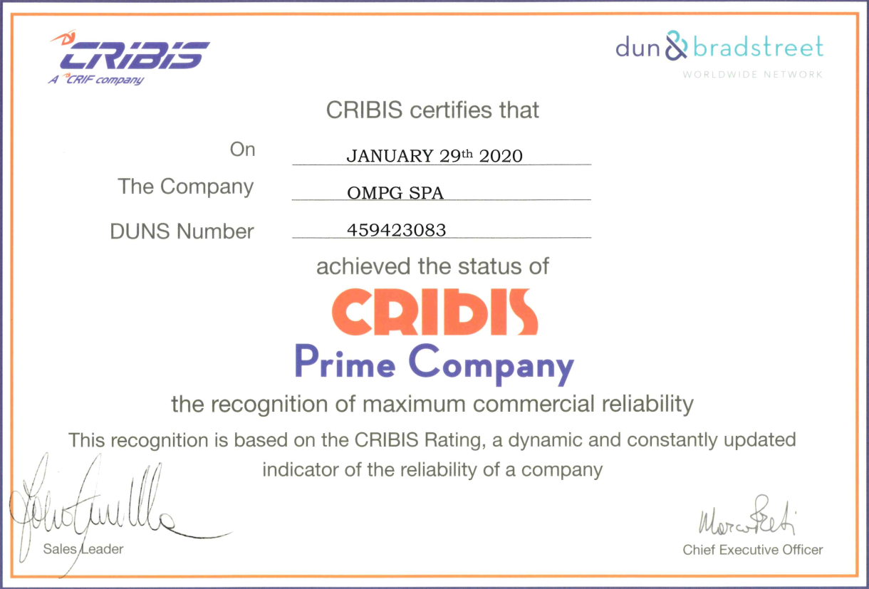 CRIBIS high commercial reliability award